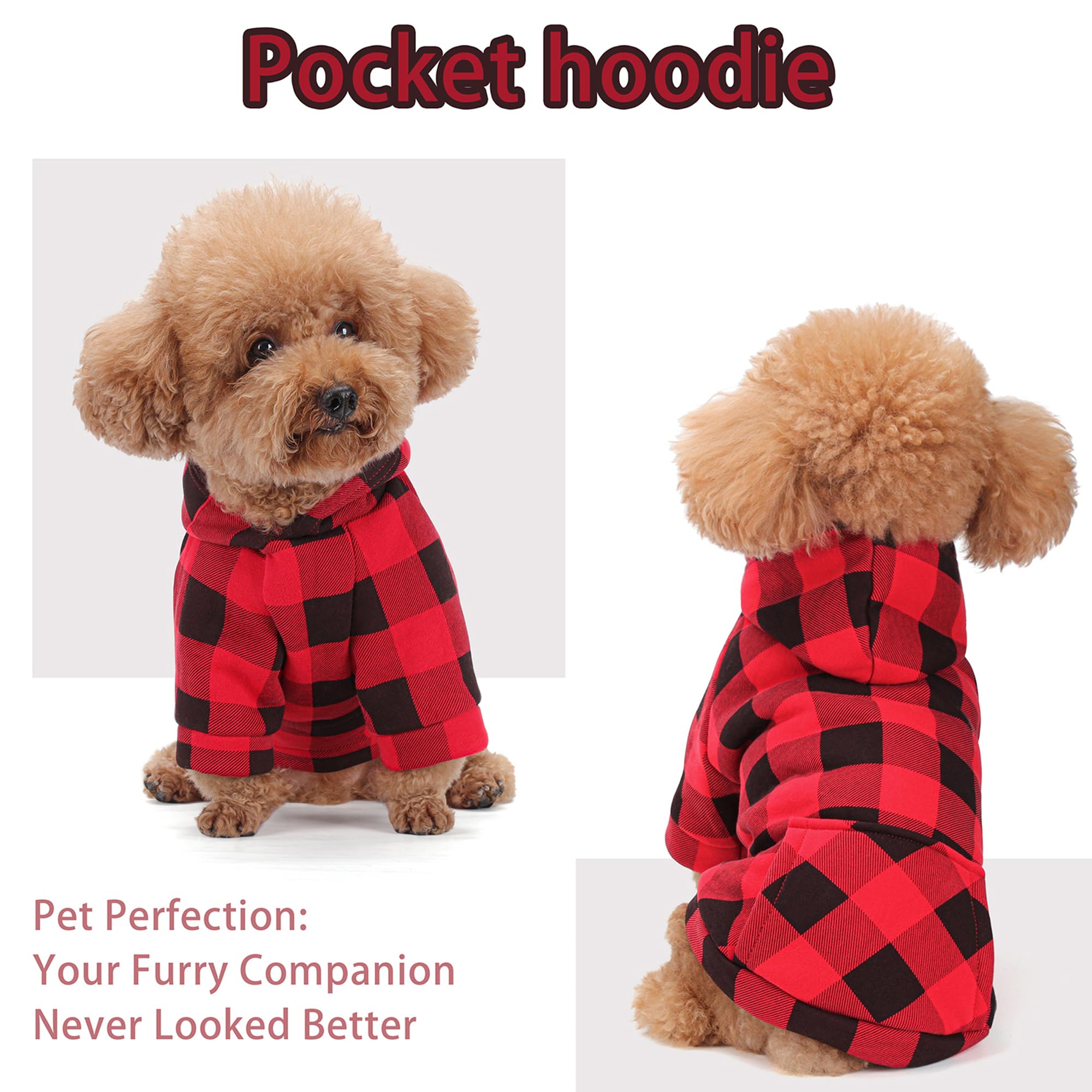 Premium Plaid Dog Hoodie - Soft Polycotton Fabric with Back Pocket & Leash Hole | Cozy Dog Sweatshirt for Small, Medium & Large Dogs | Trendy & Functional Pet Apparel for Winter Walks, Outdoor Adventures & Photo Shoots (Blue, Size M)