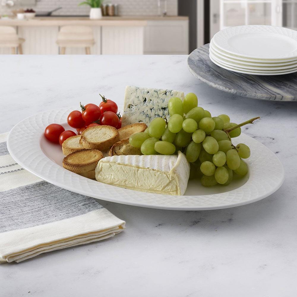 Elegant White Oval Trellis Platter - Perfect for Serving Appetizers, Desserts & Charcuterie at Parties & Gatherings