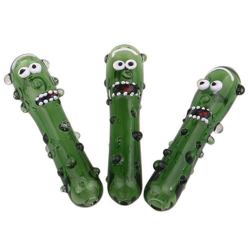 Unique Shaped Cucumber Design Cute Glass Pipe | Premium High Borosilicate Glass Smoking Set for Herbs & Tobacco | Perfect for Home Relaxation & Outdoor Adventures