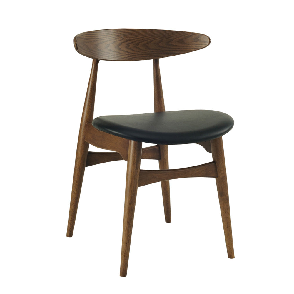 Tricia Dining Chair - Walnut & Black Upholstered Wooden Chair for Kitchen, Dining Room, or Home Office | Modern Comfort Seating