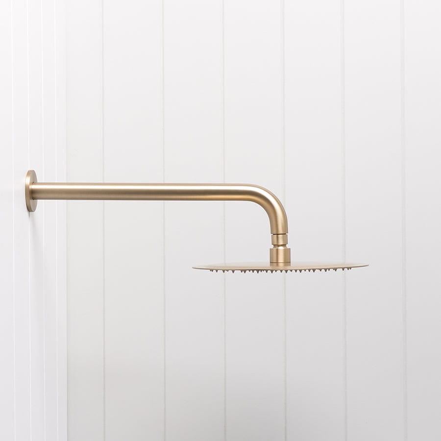 Brushed Nickel Wall Mount Shower Arm and Shower Head Set - 250mm for Bathroom & Spa Relaxation