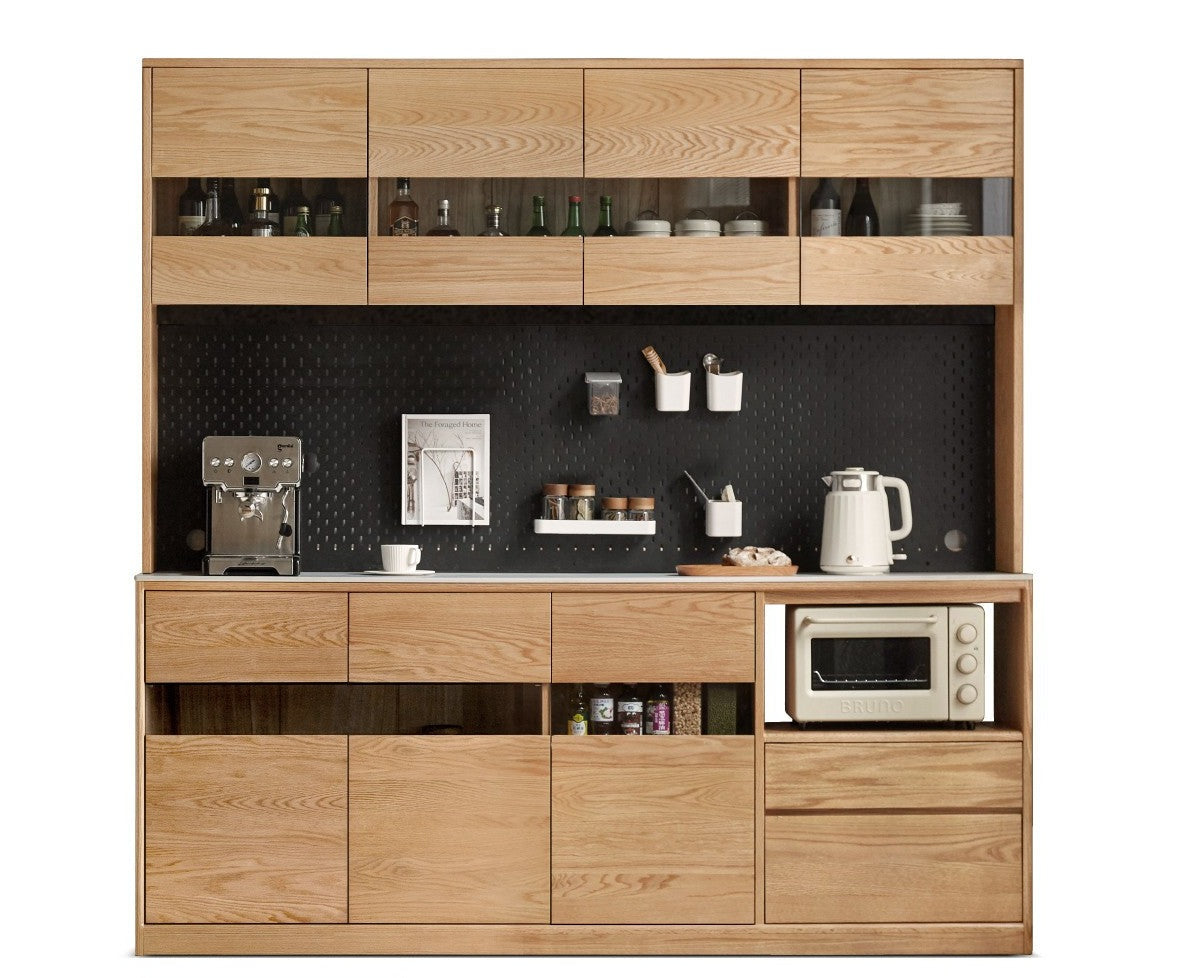 Modern Oak Solid Wood Sideboard Buffet Cabinet - Stylish Storage for Dining Room, Living Room & Entryway