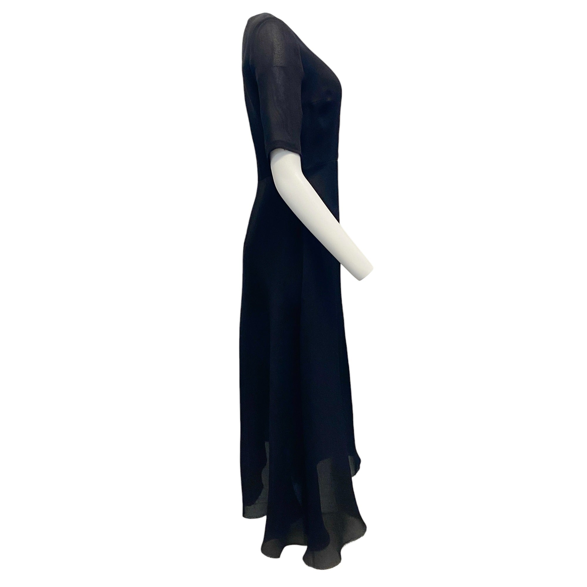 Partow Black Woven Silk Nadira Dress - Elegant Silk Maxi Dress for Women | Perfect for Weddings, Parties & Special Occasions