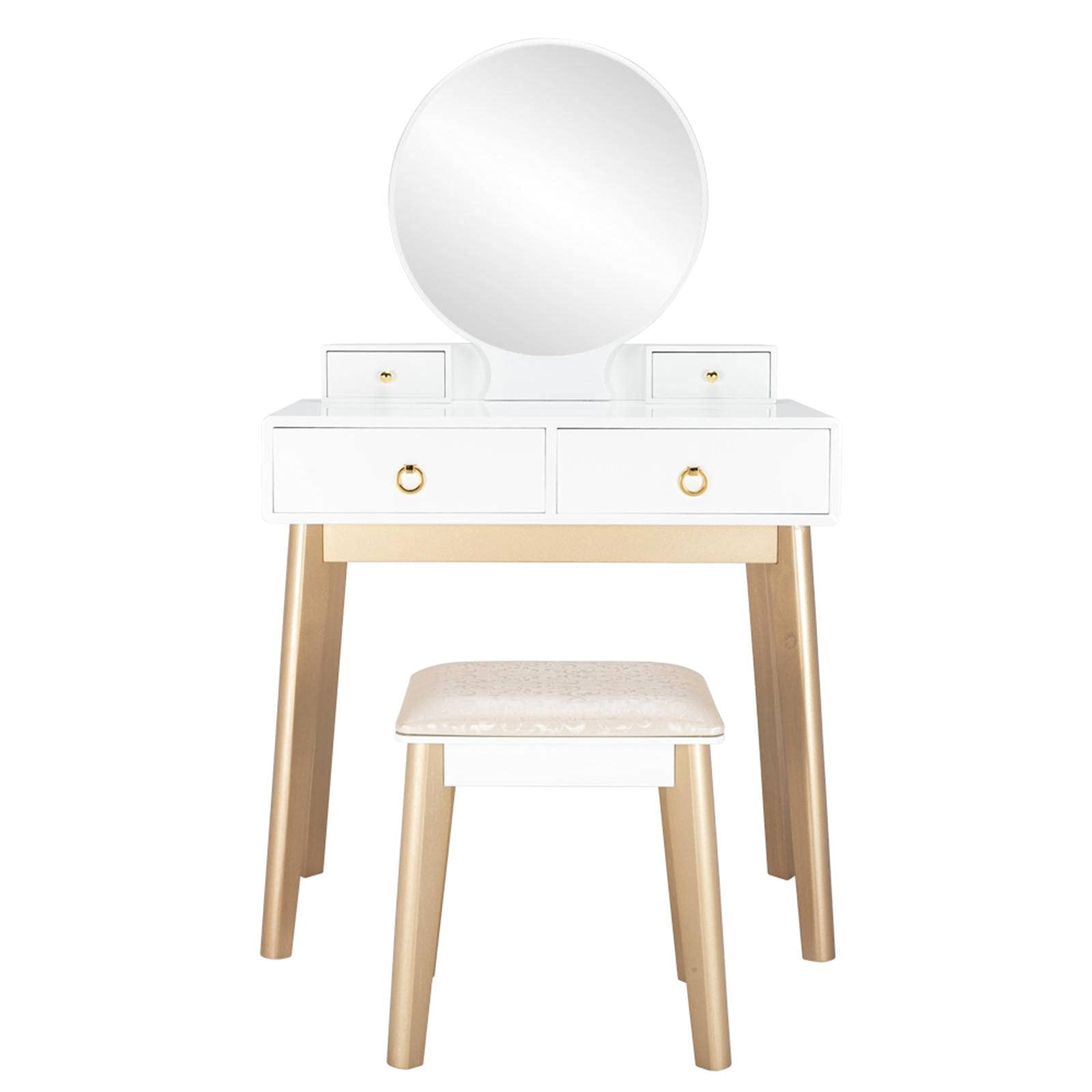 Luxury Real Wood Dressing Table - Simple Modern Makeup Vanity with Mirror for Bedroom, Home Decor & Beauty Organization | Perfect for Small Spaces, Makeup Storage & Vanity Area