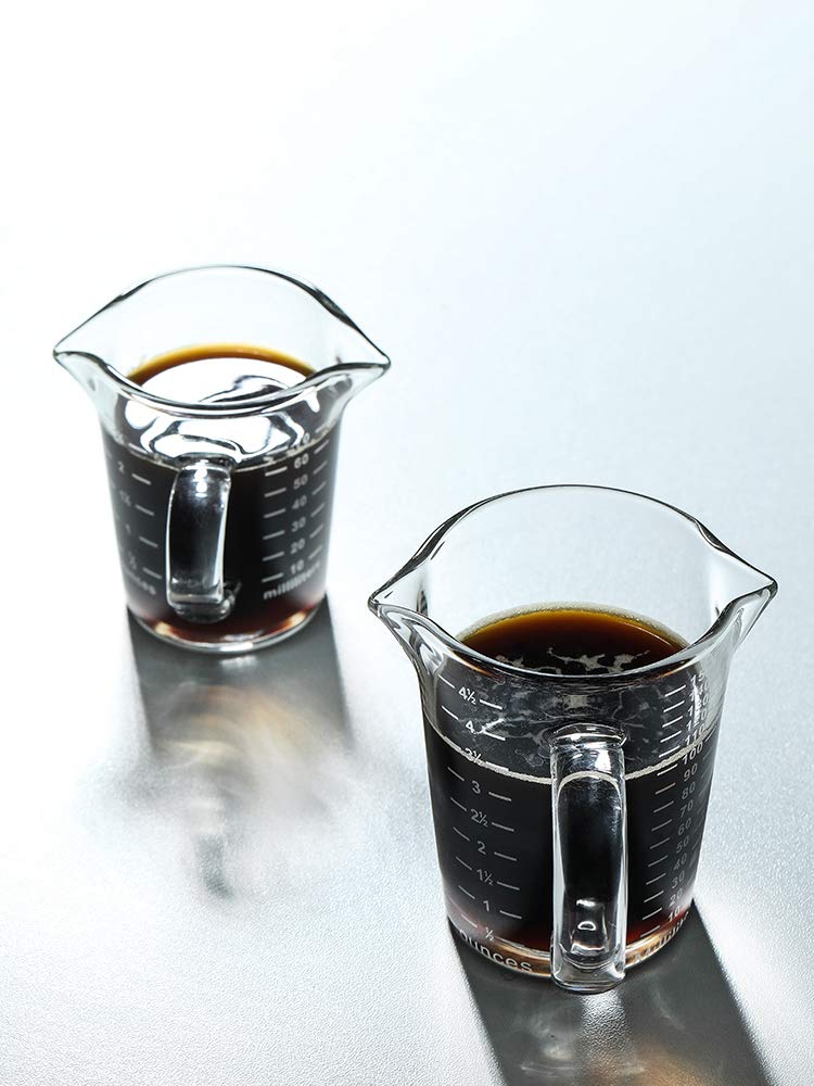 2 Spouts Glass Creamer Pitcher with Measurement Scale - Perfect for Coffee, Milk, and Tea Serving - Ideal for Cafes, Restaurants, and Home Breakfast Use