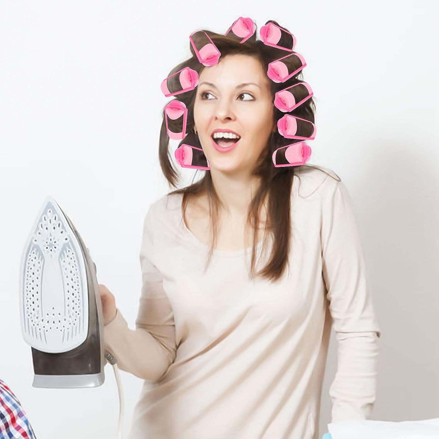 SIYAA 12Pcs Soft Foam Sponge Hair Rollers - 2.4 Inch Heatless Curlers for Overnight Styling | Gentle Sleep-in Rollers for Natural Curls & Waves (Blue) | Perfect for Bedtime, Travel & Damage-Free Styling