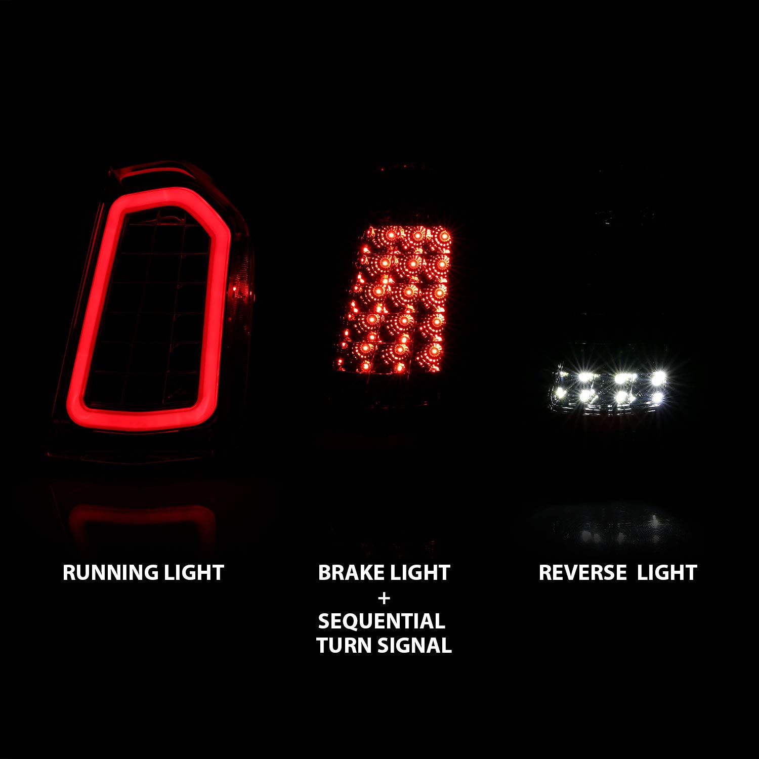 AmeriLite Black Full LED Sequential Turn Signal Tail Lights - Clear Lens Red Tube for 2011-2014 Chrysler 300 (Pair, Left & Right Side) - Upgrade Your Car's Style & Safety for Night Driving & Custom Look