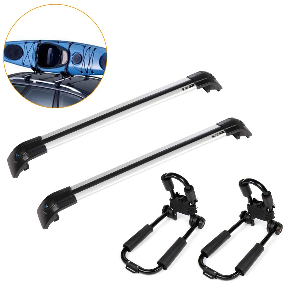 SCITOO Universal J-Bar Kayak Rack - Heavy Duty Roof Rack Cross Bars for Hyundai Santa Fe 2013-2017 - Perfect for Kayak, Canoe & SUP Transport - Outdoor Adventure Gear