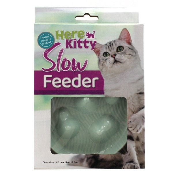Here Kitty Slow Feeder Cat Bowl - Anti-Gulping Pet Food Dish for Cats - Perfect for Fast Eaters & Digestion - Mealtime Solution for Indoor & Outdoor Cats