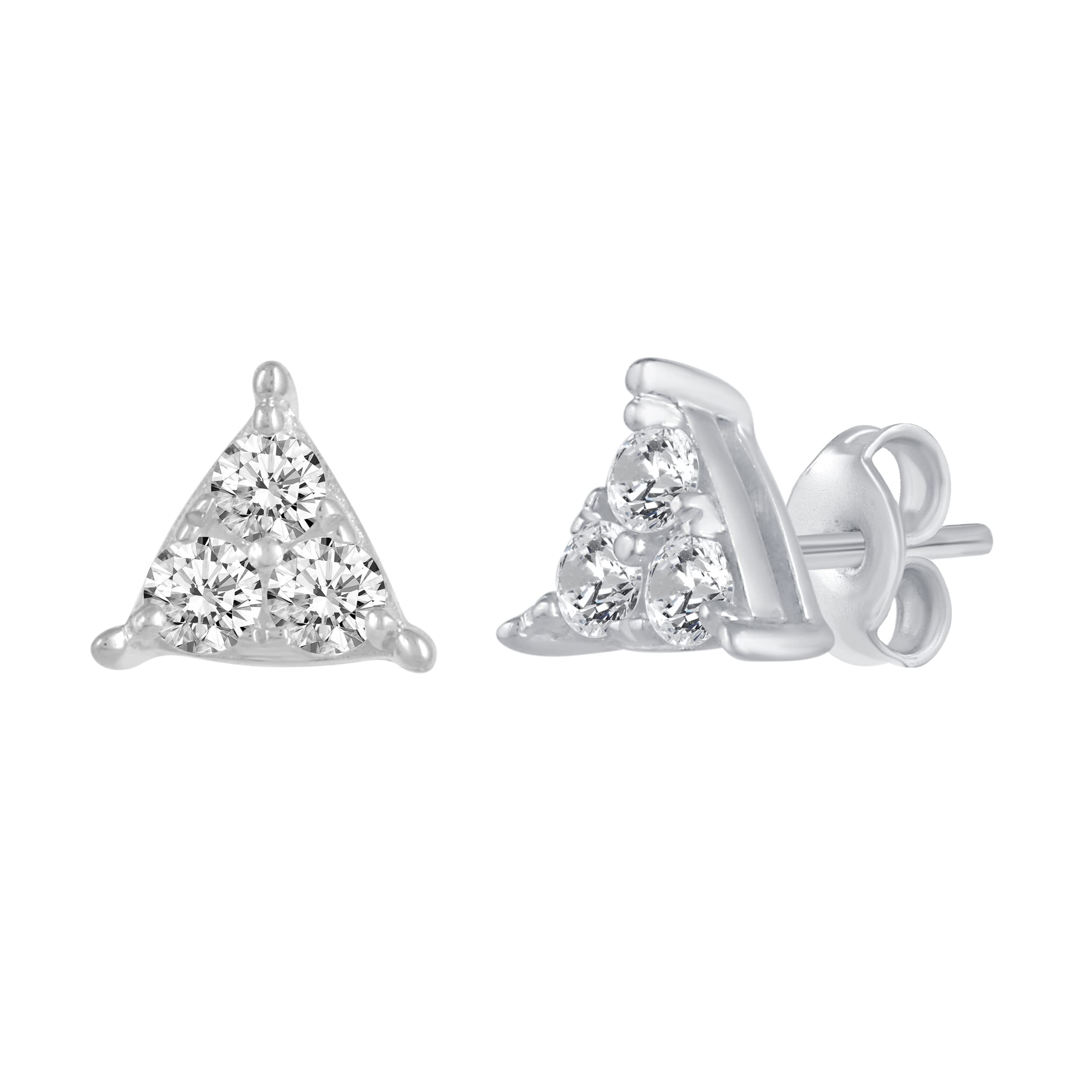 Triangle Cluster Stud Earrings with 1/4 Ctw Natural Diamonds in 925 Sterling Silver - Elegant Jewelry for Women, Perfect Gift for Birthday, Anniversary & Special Occasions