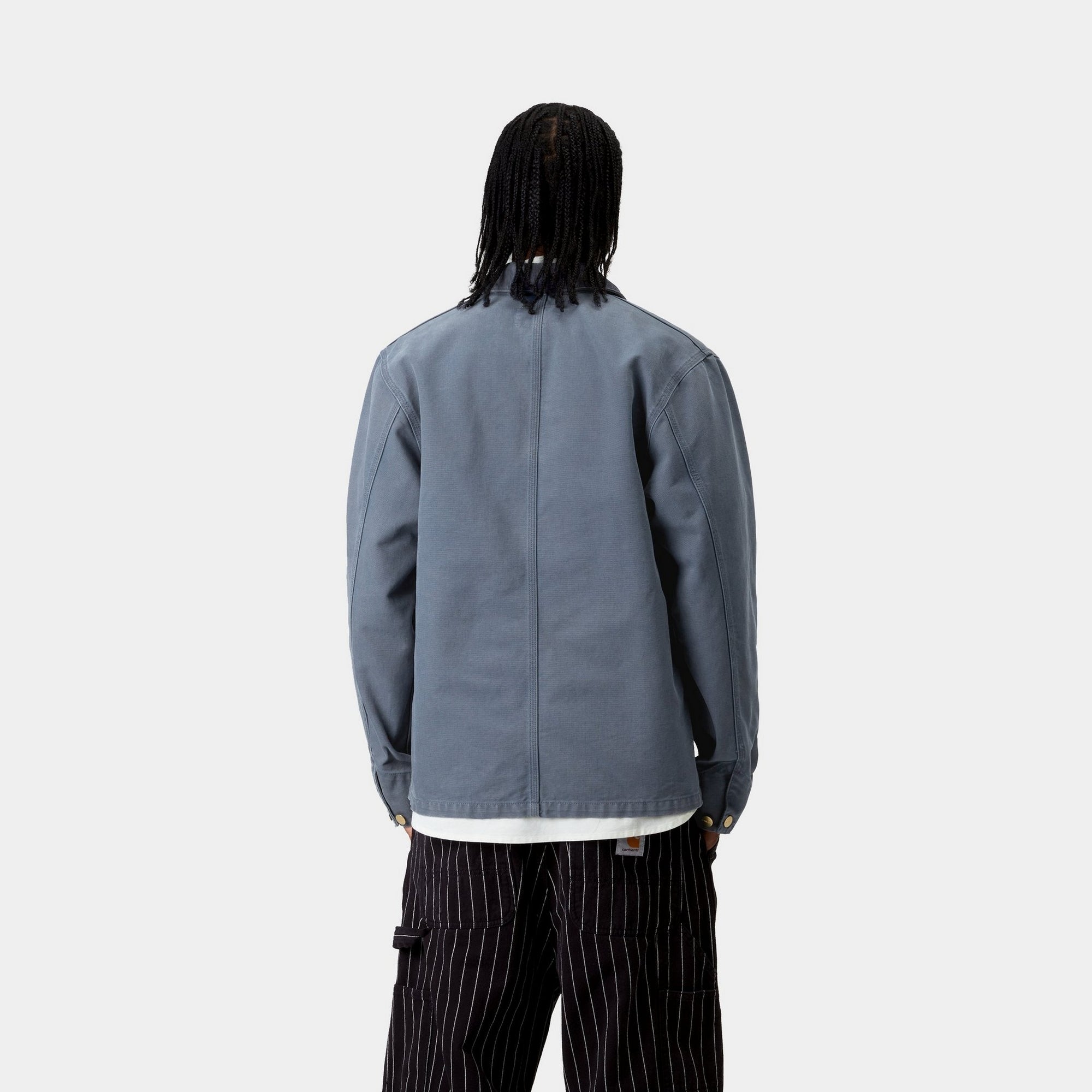 Michigan Spring Coat - Stone Canvas Fabric in Dusky Blue | Lightweight Water-Resistant Jacket for Outdoor Hiking & City Commute