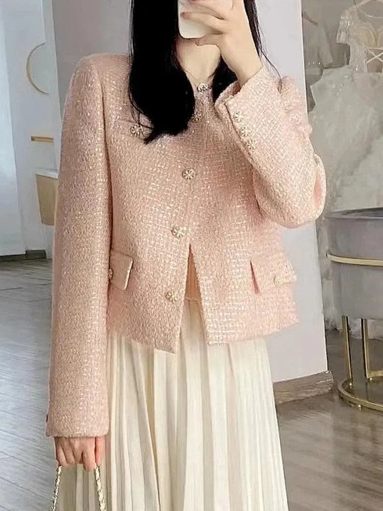 Premium Women's Tweed Blazer - Elegant Office Wear & Business Casual Jacket for Women | Perfect for Work, Meetings, and Professional Events
