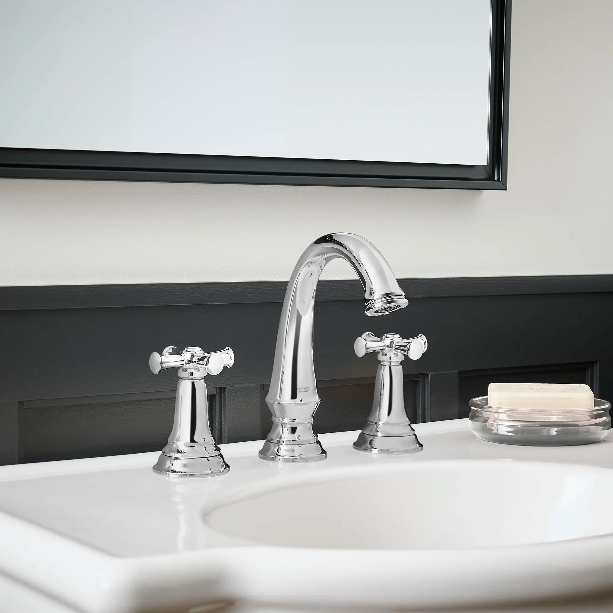 Delancey® 8 Inch Widespread 2 Handle Bathroom Faucet - 1.2 GPM/4.5 LPM Low Flow - Cross Handles - Perfect for Vanities and Powder Rooms