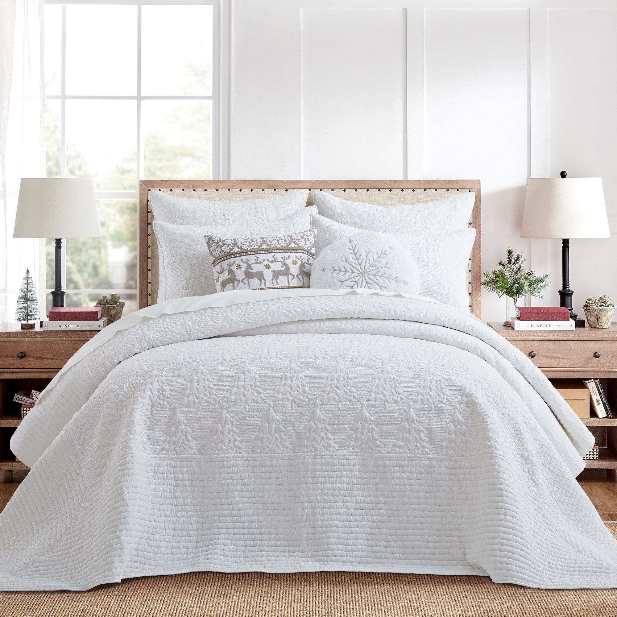 O Christmas Tree Bedspread Set - Festive Holiday Quilted Bedding for Queen/King Size - Perfect for Christmas Decorations & Cozy Winter Nights