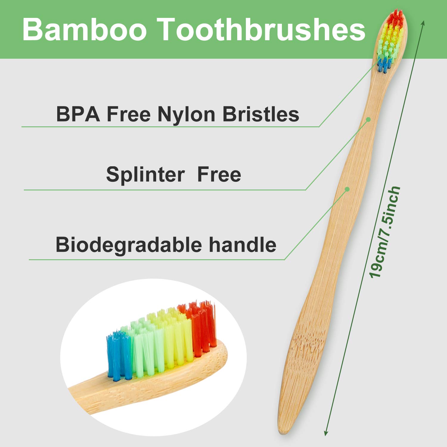Eco-Friendly 40-Pack Bamboo Toothbrushes with Charcoal & BPA-Free Nylon Bristles (Multi-Color) - Sustainable Oral Care for Home, Travel & Zero Waste Lifestyle