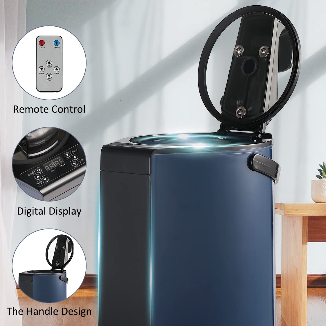 Portable Sauna Steamer Pot - 3L Stainless Steel Steam Generator with Remote Control & Smart Touch Panel - Home Spa Machine with Timer & Mist Function for Body Detox - Perfect for Relaxation, Skin Hydration & Wellness Therapy