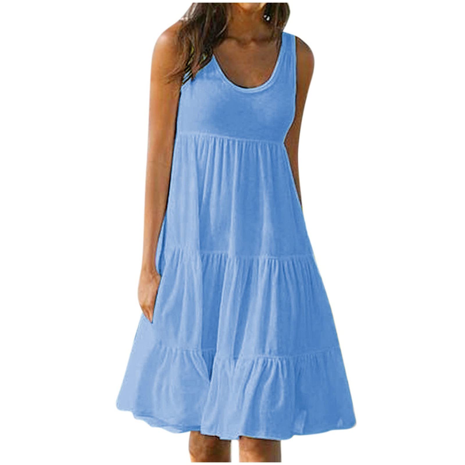 Plus Size Summer Dresses for Women - Sleeveless Holiday Party & Beach Wear - Flowy Solid Color Maxi Dress for Vacation, Wedding Guest, and Outdoor Events