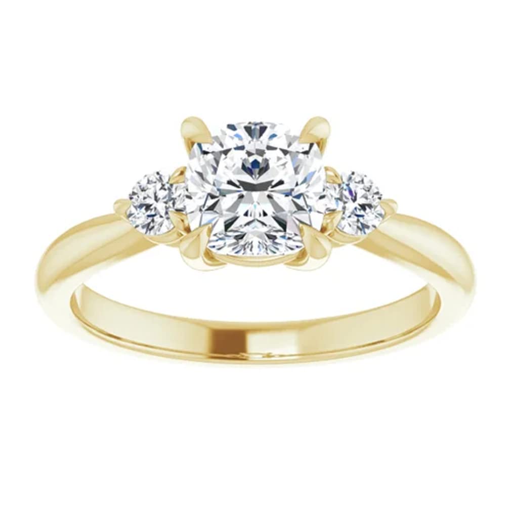 10K Solid Yellow Gold Handmade Engagement Ring - 1 CT Cushion Cut Moissanite Diamond Solitaire Wedding Ring for Women - Perfect for Proposals, Anniversaries & Bridal Jewelry Gifts