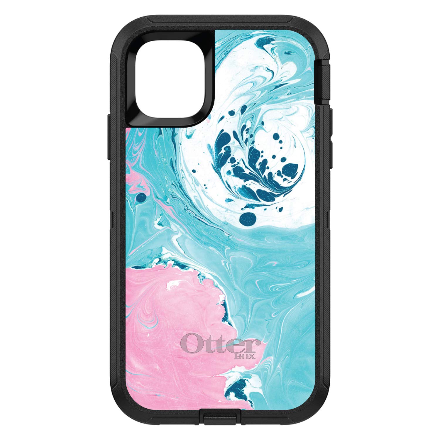 DistinctInk iPhone 11 Case (6.1 Inch) - Shockproof Protective Cover with Marble Design - Blue Pink White Marble Print - Replacement for OtterBox Defender - Perfect for Work, Travel & Everyday Use