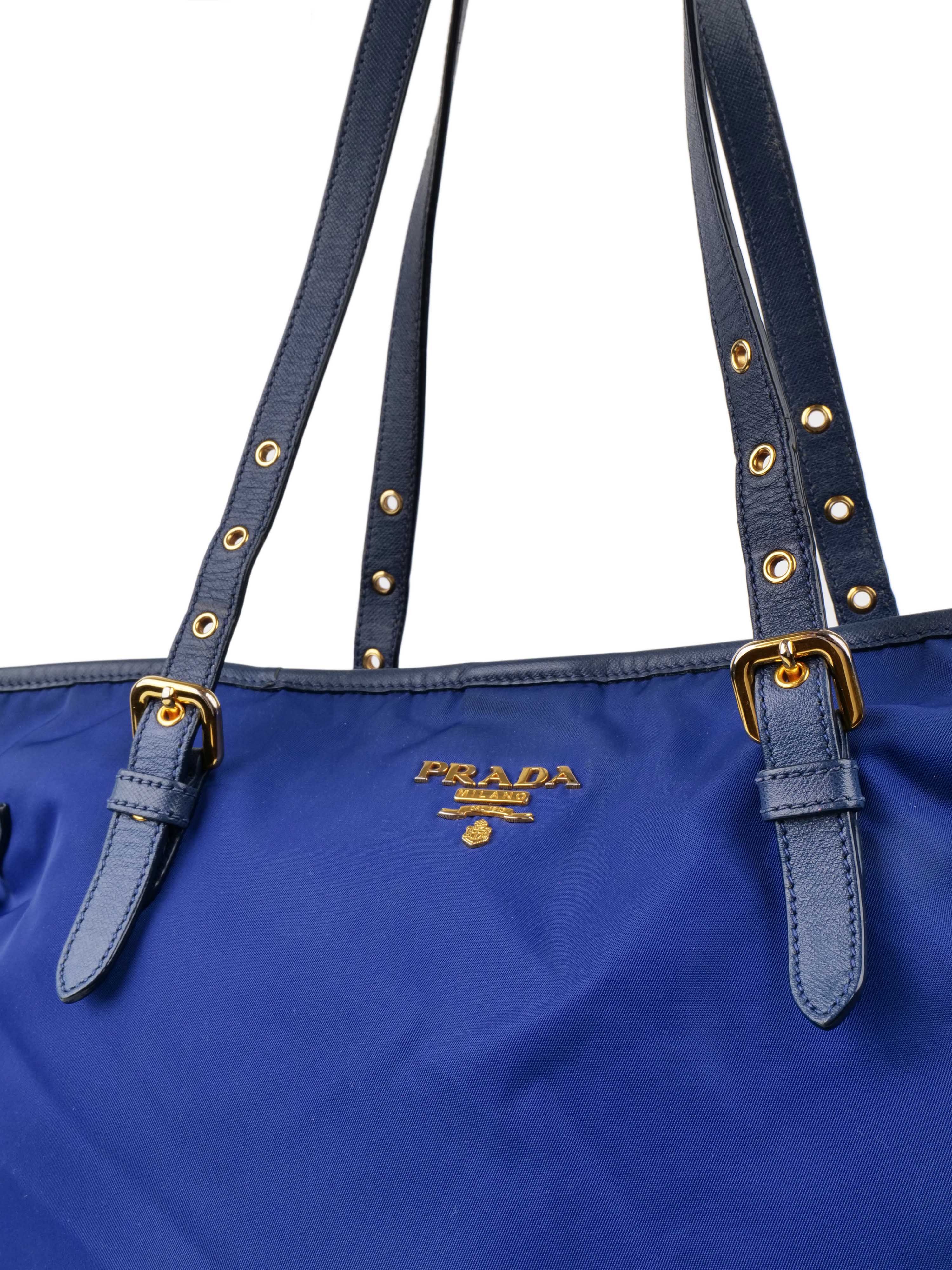Prada Blue Nylon Tote Bag for Women - Luxury Designer Handbag for Work, Travel & Everyday Use