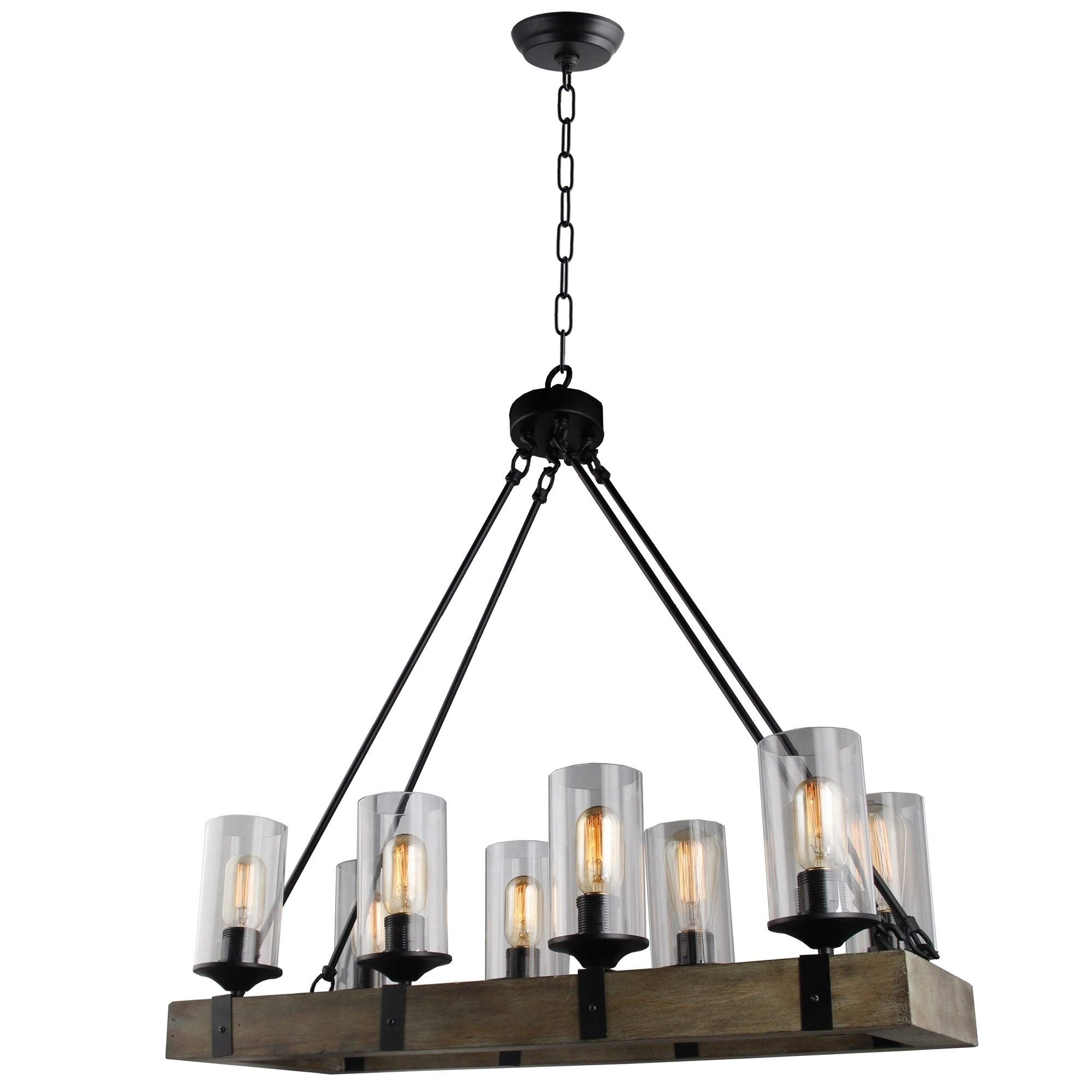 8-Light Black Metal Candle Style Chandelier with Clear Glass Shades - Elegant Dining Room Lighting for Traditional Home Decor