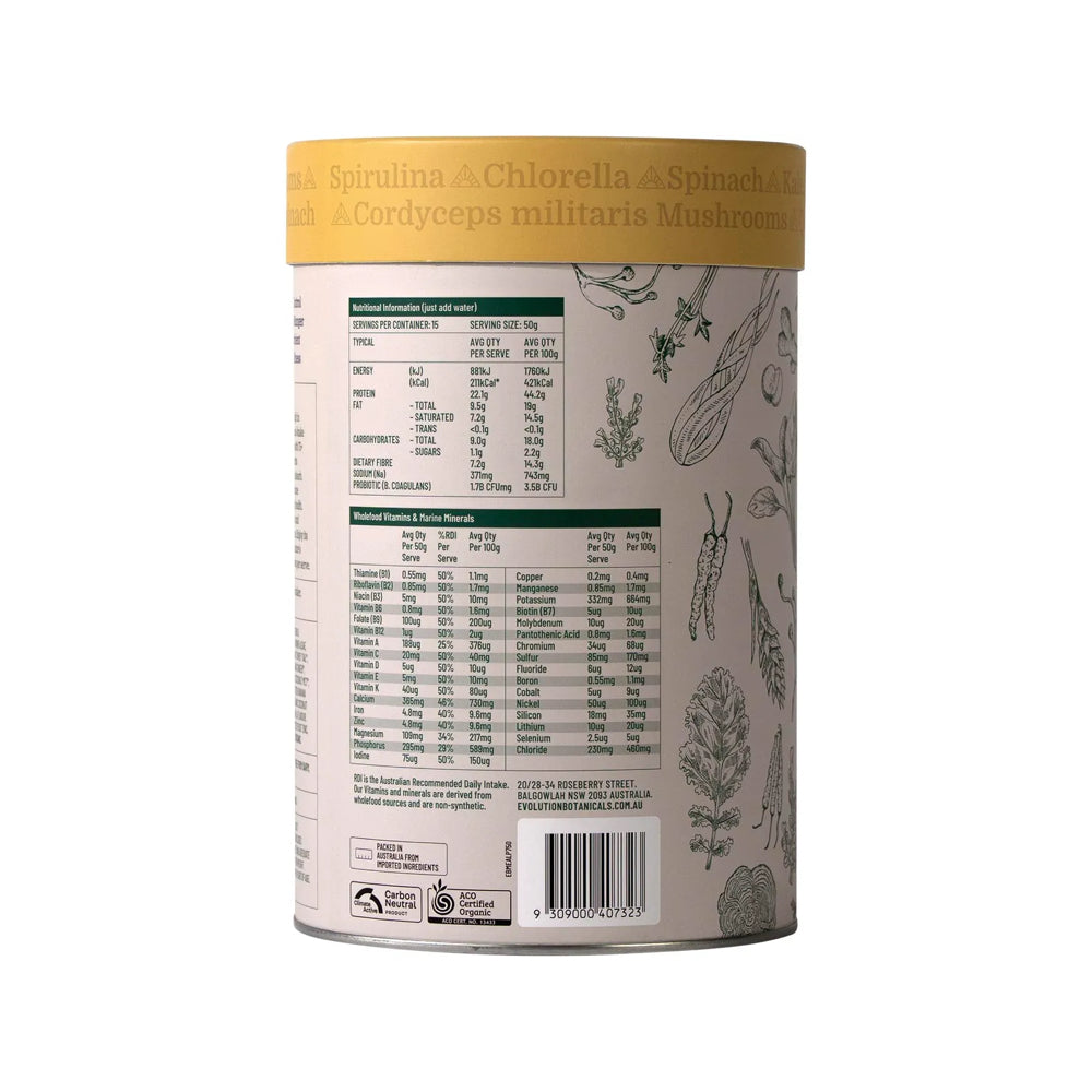 Organic Greens Meal Shake Smooth Pineapple Flavor 750g | EVOLUTION BOTANICALS Superfood Powder for Smoothies, Weight Loss & Detox | Vegan, Gluten-Free Nutrition Boost