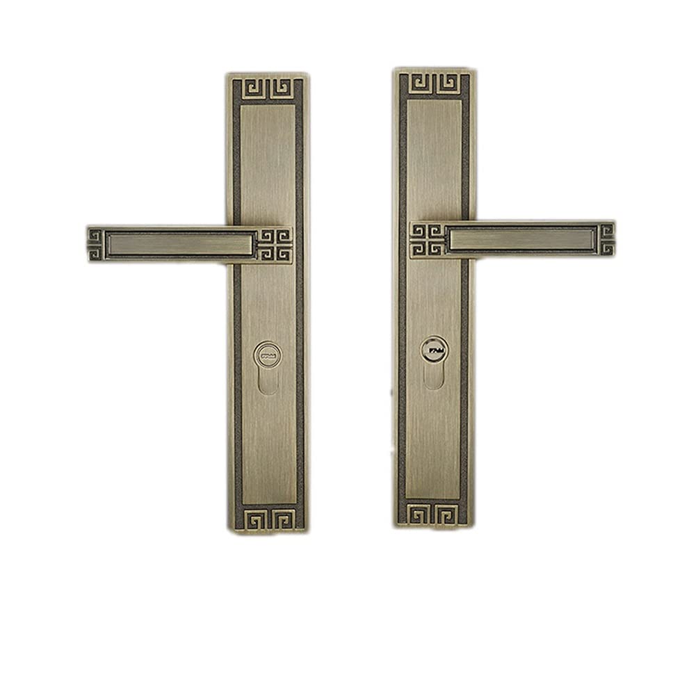 YXDO Double-Leaf Door Lever Handle - Universal Side Door Entry Handle for Wooden Doors - Villa Entrance Lock in Green Bronze - Perfect for Home, Office & Commercial Spaces