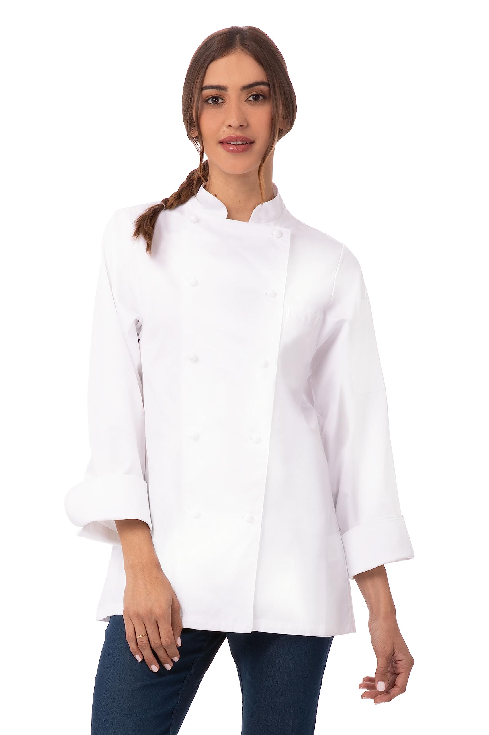 Chef Works Unisex Elyse Premium Cotton Chef Coat - Professional Kitchen Apparel for Chefs & Culinary Students | Ideal for Restaurants, Cooking Classes & Home Kitchens