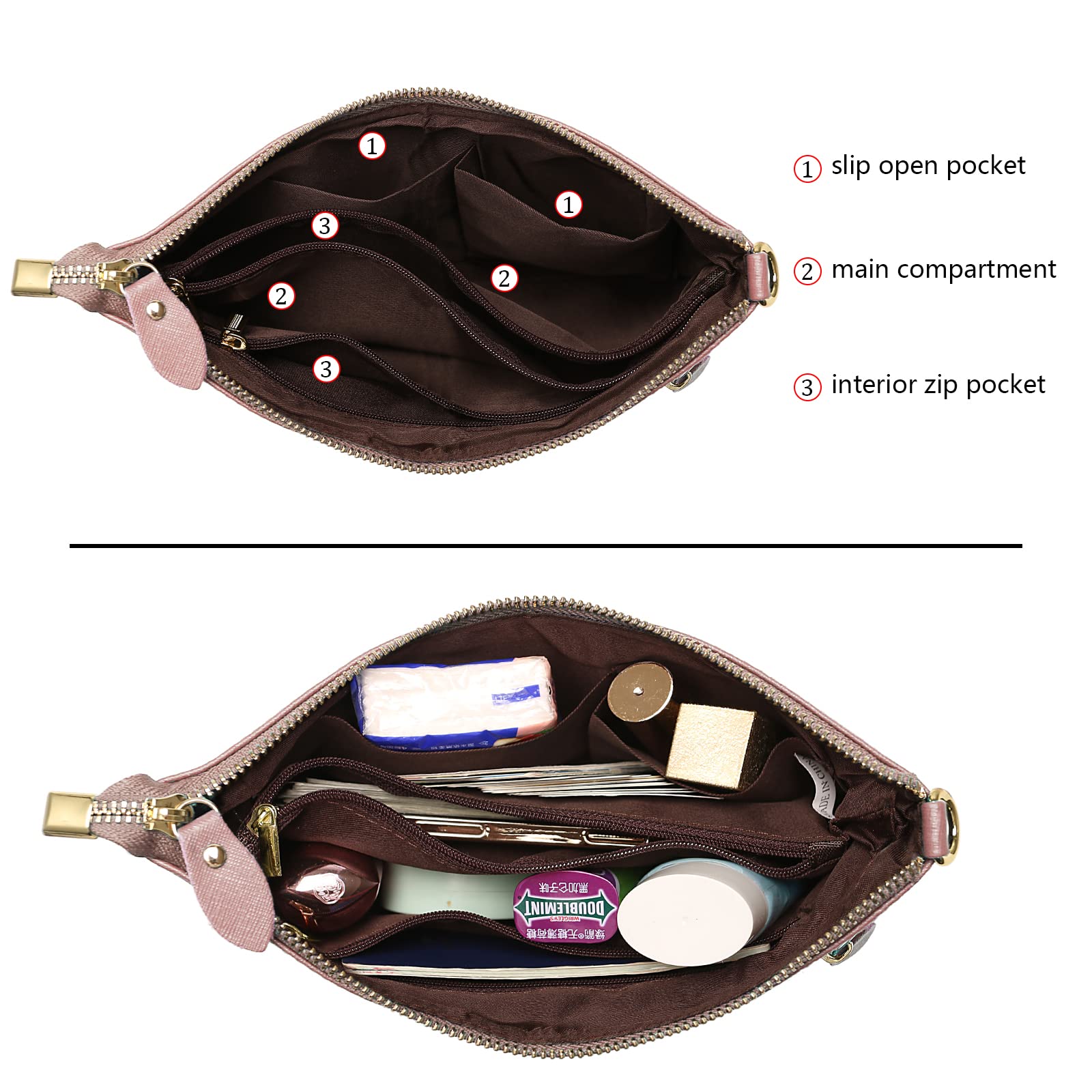 Uromee Genuine Leather Wristlet Wallet Clutch for Women - Crossbody Bag with Detachable Shoulder Strap - Perfect for Parties, Travel & Everyday Use