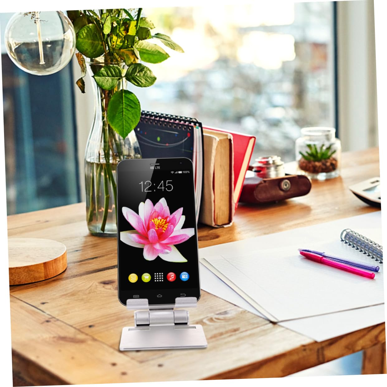 Mikikit 2 Pack Flexible Tablet Stand & Phone Holder - Foldable Desktop Mount for iPad, Smartphones - Perfect for Home Office, Kitchen, Bedroom & Travel Use