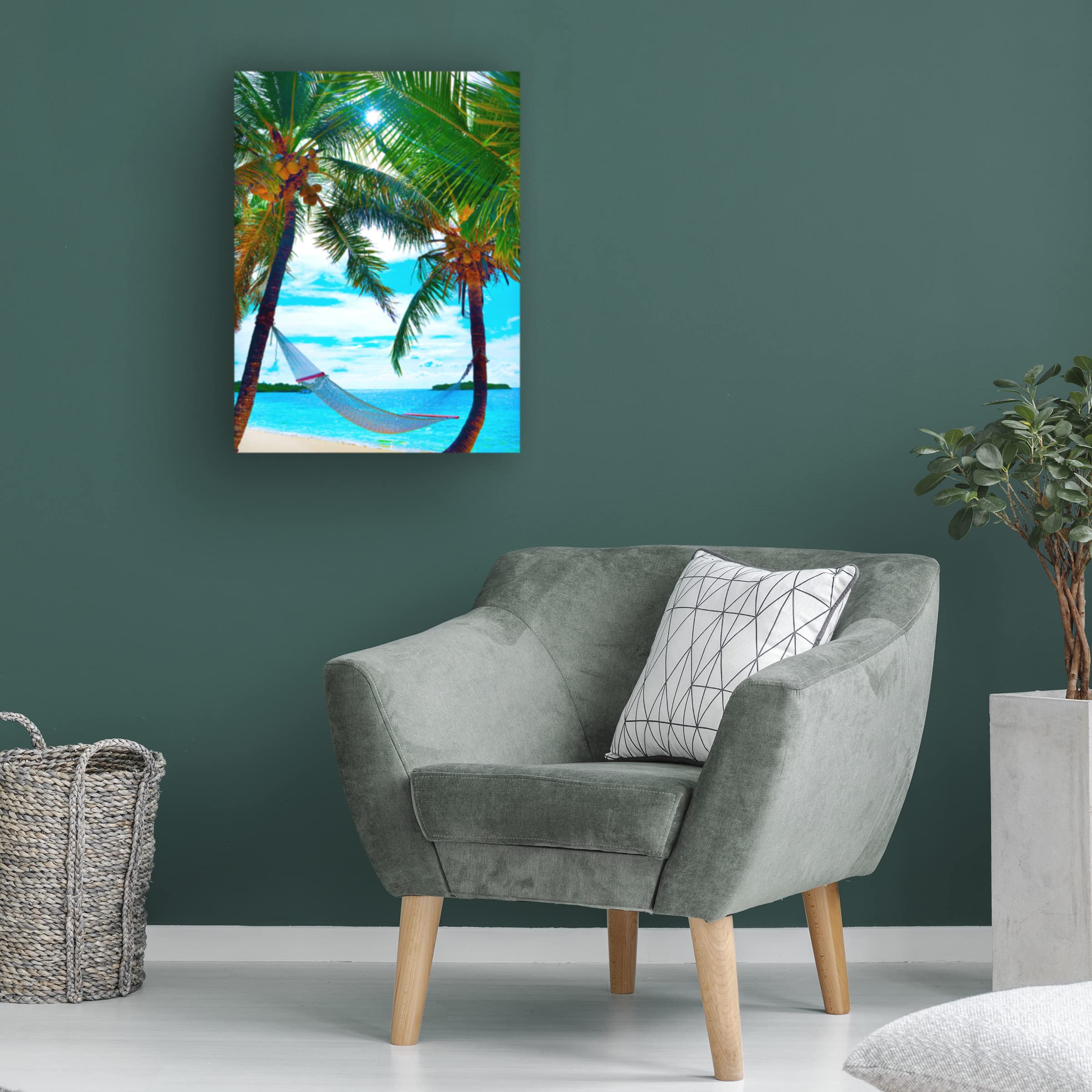 Jack Reed 'Coconut Sun' Canvas Wall Art Print - Tropical Beach Sunset Painting for Living Room, Bedroom & Office Decor