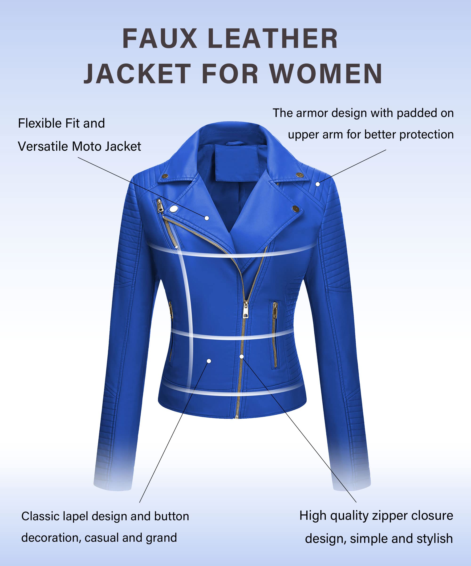 Bellivera Women's Faux Leather Casual Jacket - Lightweight Classic Coat for Spring 2025 | Trendy Motorcycle Outfit for Riding & Streetwear Fashion | Perfect for Daily Wear, Night Out & Biker Events