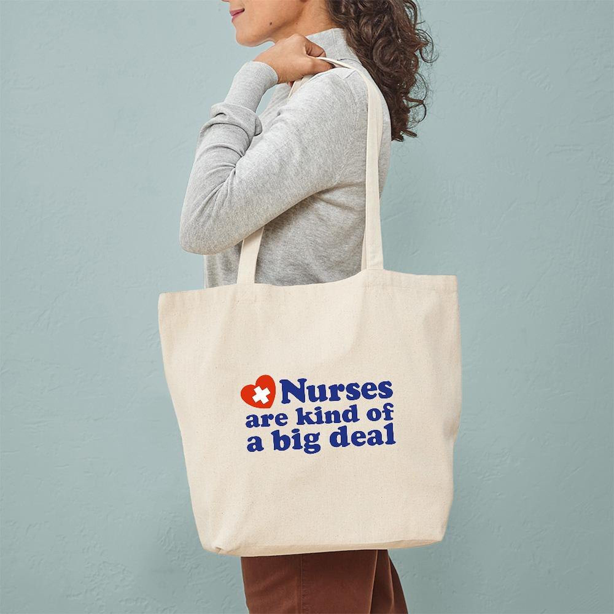 Cute Nurse Tote Bag - Natural Canvas Reusable Shopping Bag for Nurses, Medical Professionals & Healthcare Workers - Perfect for Work, Groceries & Everyday Use