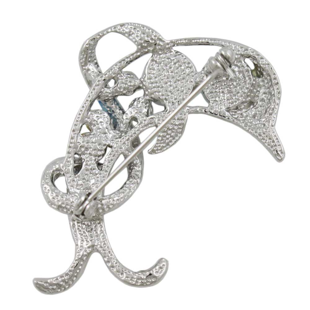 Dolphin Brooch Pin with Blue Crystals for Women's Fashion