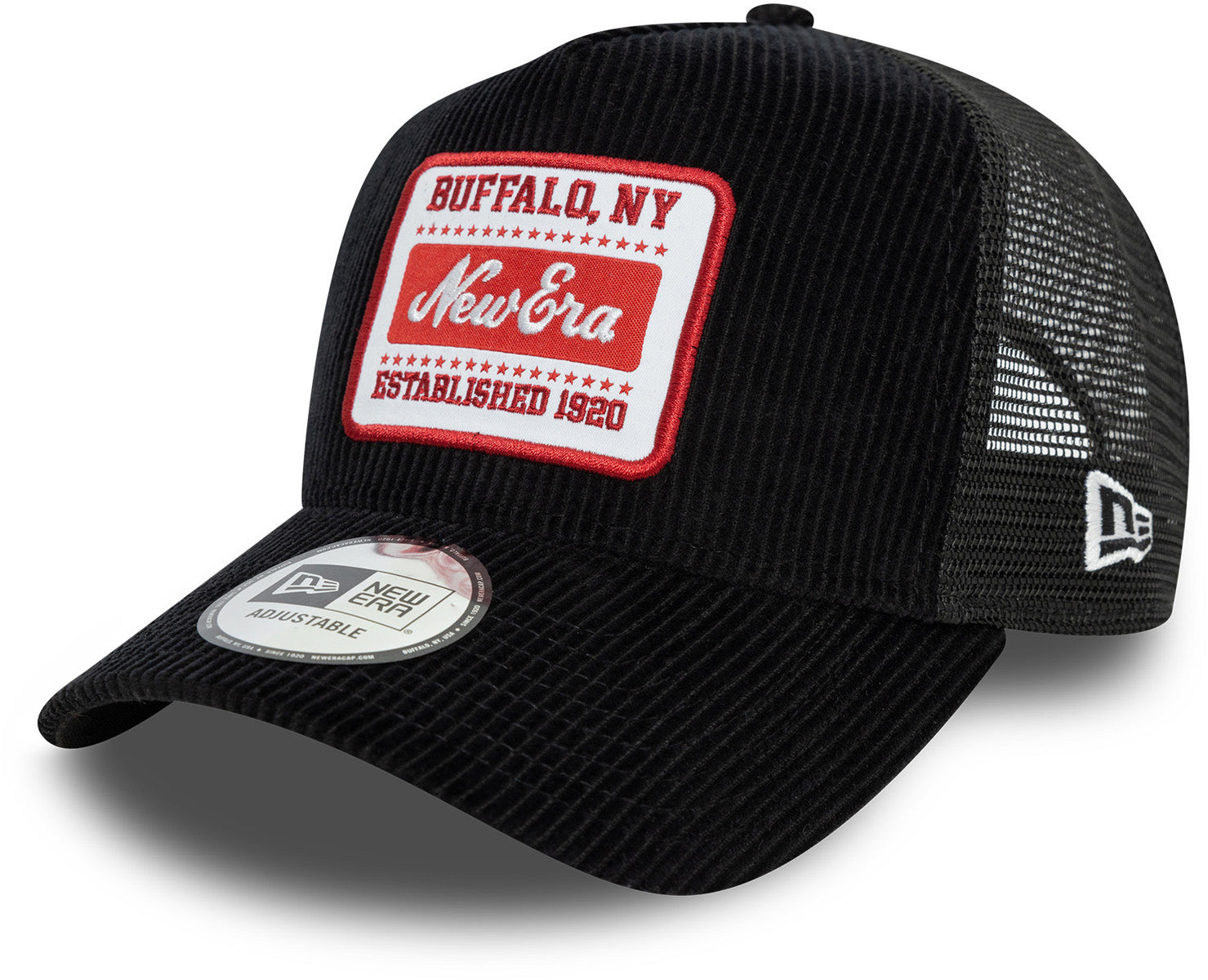 New Era Buffalo NY Patch Black Cord Trucker Cap - Adjustable Snapback Hat for Men & Women - Perfect for Sports, Casual Wear & Outdoor Activities