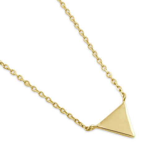 14K Solid Yellow Gold Triangle Pendant Necklace for Women - Elegant Minimalist Jewelry Gift for Birthday, Anniversary & Special Occasions
