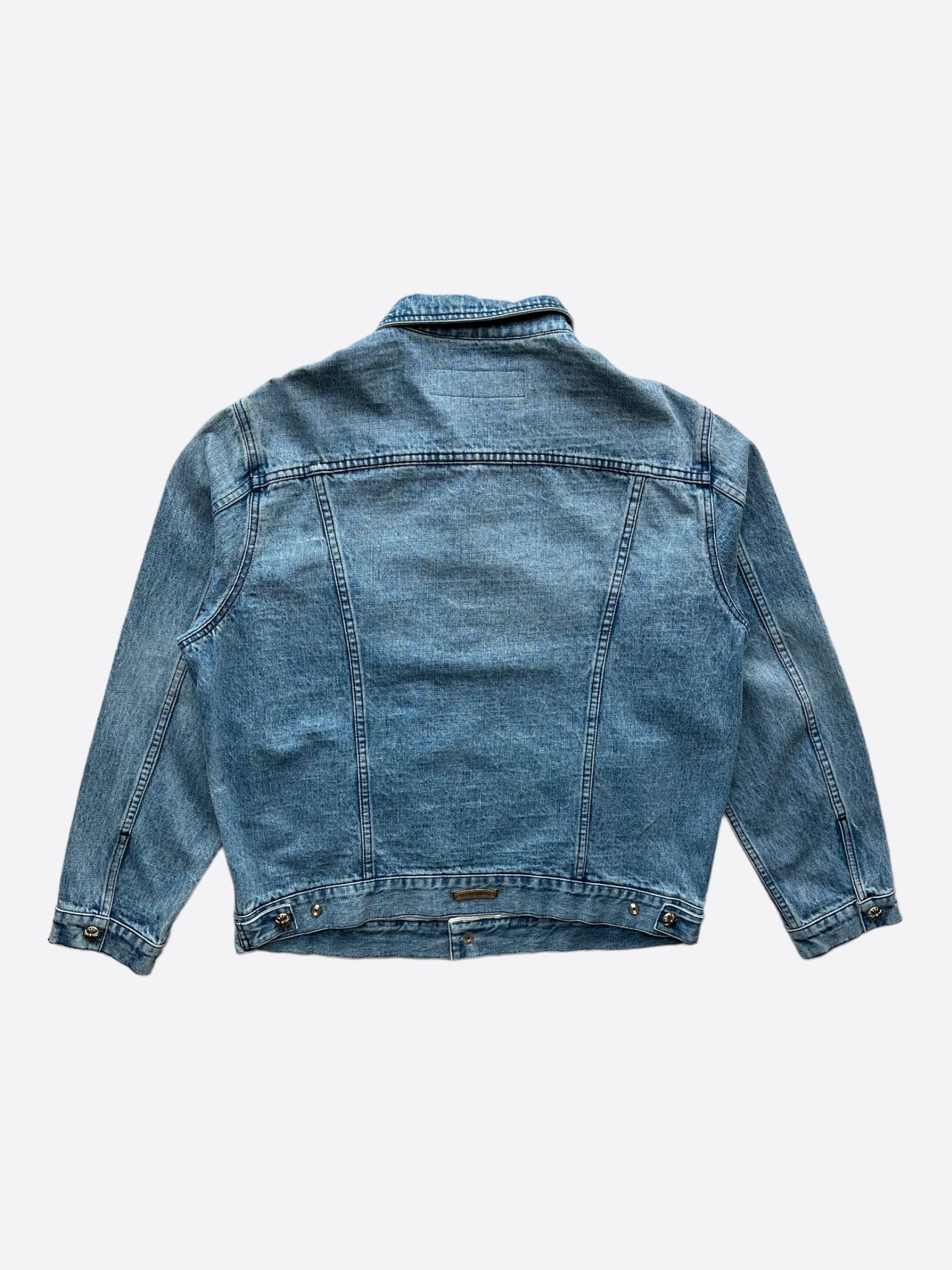 Chrome Hearts Blue Denim Jacket for Men & Women | Vintage Distressed Denim Jacket with Cross Logo | Perfect for Streetwear, Casual Outfits & Fashion Statements