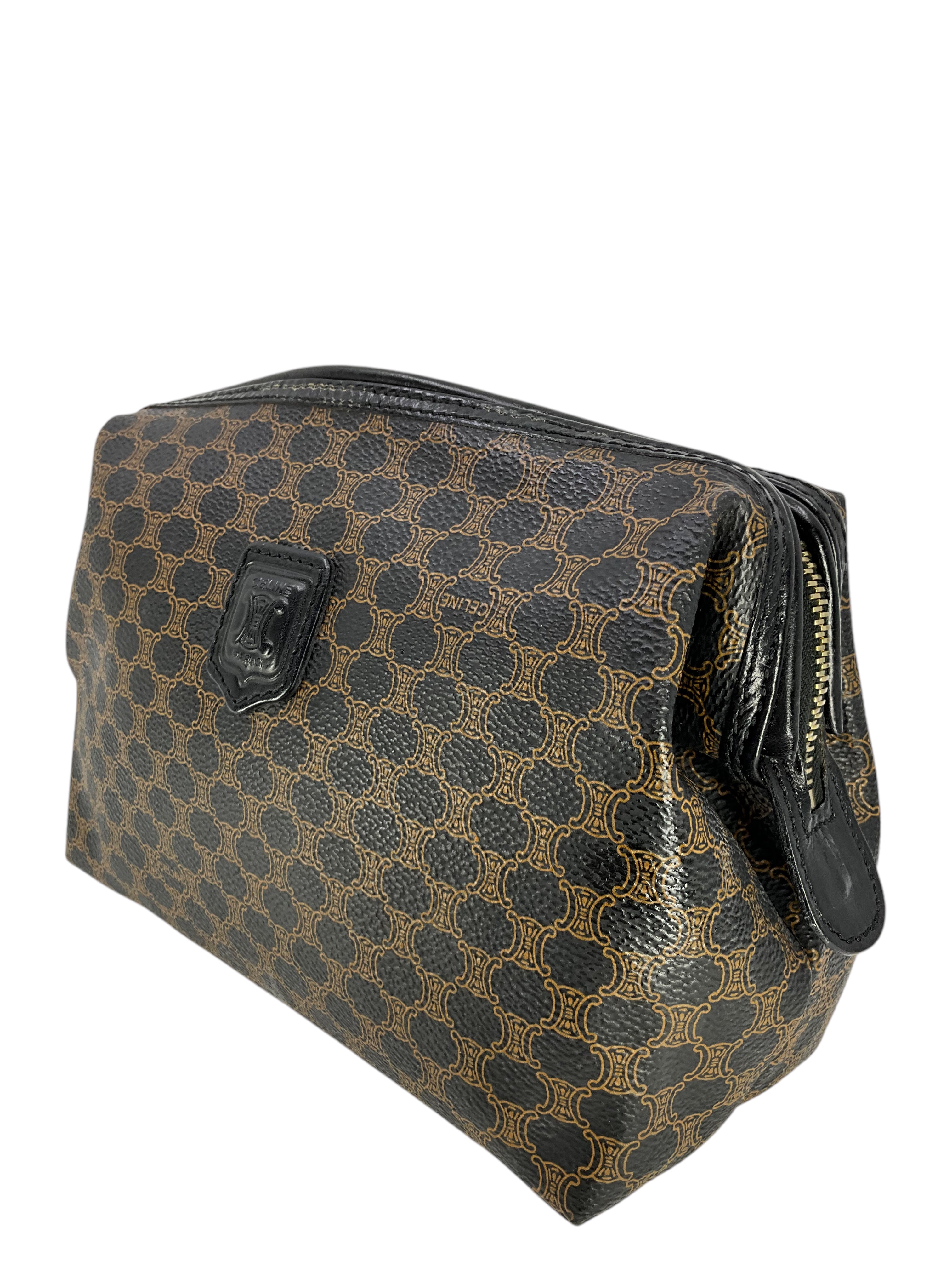 CELINE Triomphe Coated Canvas Cosmetic Case Bag - Luxury Makeup Pouch for Women | Travel Organizer & Everyday Essentials Carrier | Perfect for Travel, Work & Daily Use