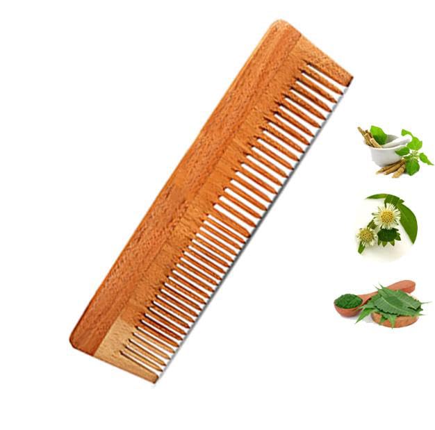 Organic Neem Wood Hair Comb for Women & Men - Natural Wooden Comb for Hair Growth & Scalp Care - Kachi Neem Wood Kangi Comb Set - Perfect for Daily Hair Care Routine, Detangling & Scalp Massage - AMZ40