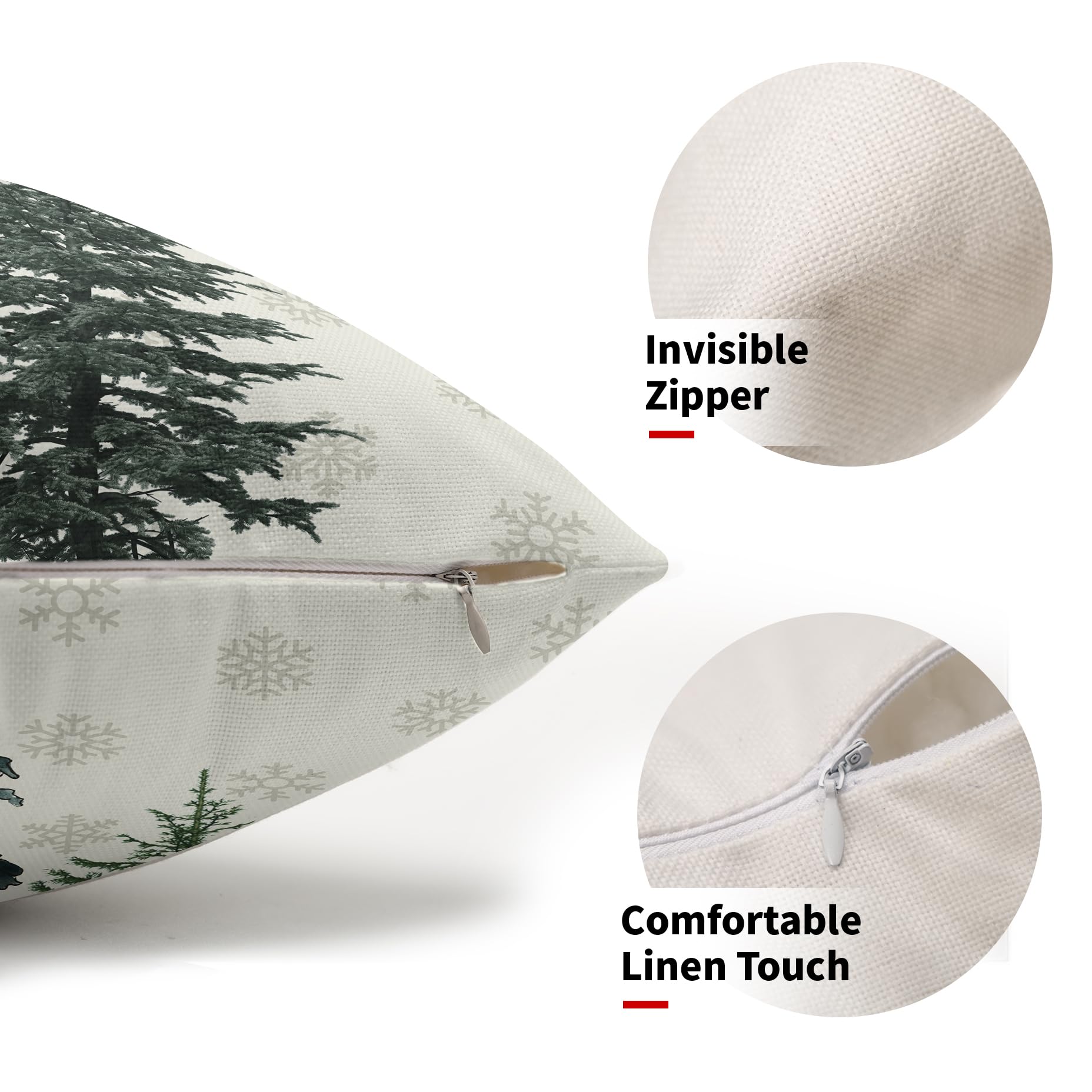 12x20 Inch White Christmas Tree Snowflake Lumbar Pillow Covers - Set of 2 Cotton Linen Decorative Cushion Cases for Sofa, Couch & Outdoor Winter Holiday Farmhouse Decor | Perfect for Living Room, Bedroom & Seasonal Home Styling