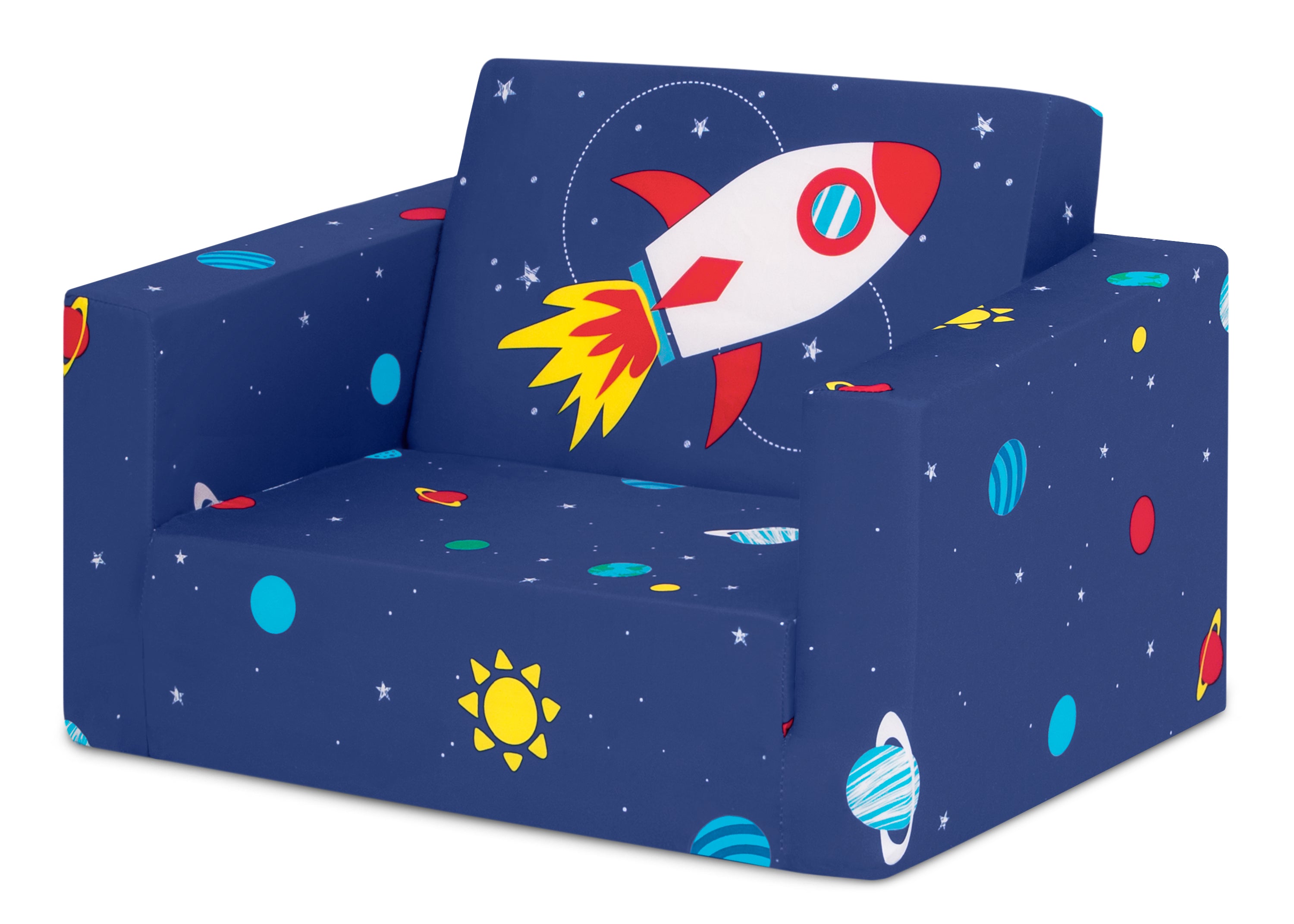 Spaceship Cozee Flip Out Chair - 2 in 1 Convertible Kids Chair to Lounger for Bedroom, Playroom & Nursery - Soft & Comfortable Toddler Seating for Reading, Relaxing & Playtime