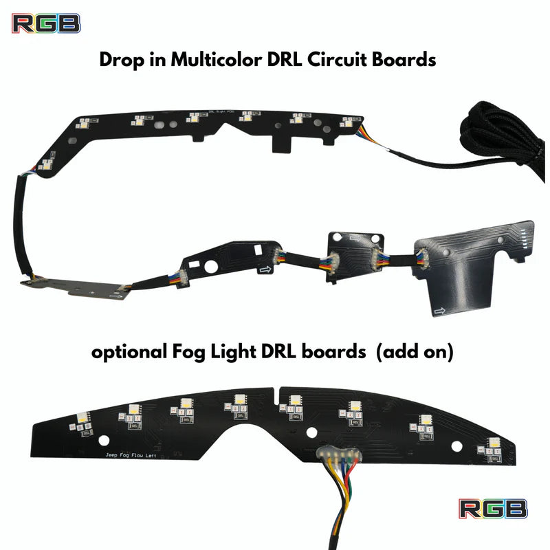 Jeep Grand Cherokee Multicolor DRL Boards (2014-2021) - LED Daytime Running Lights for Enhanced Visibility & Style - Perfect for Off-Roading & Night Driving