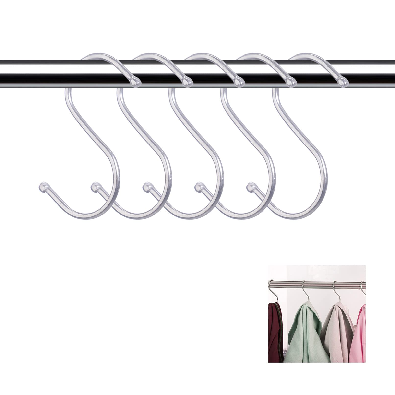 Samisoler 5-Pack Stainless Steel S Hooks for Home & Garage Organization