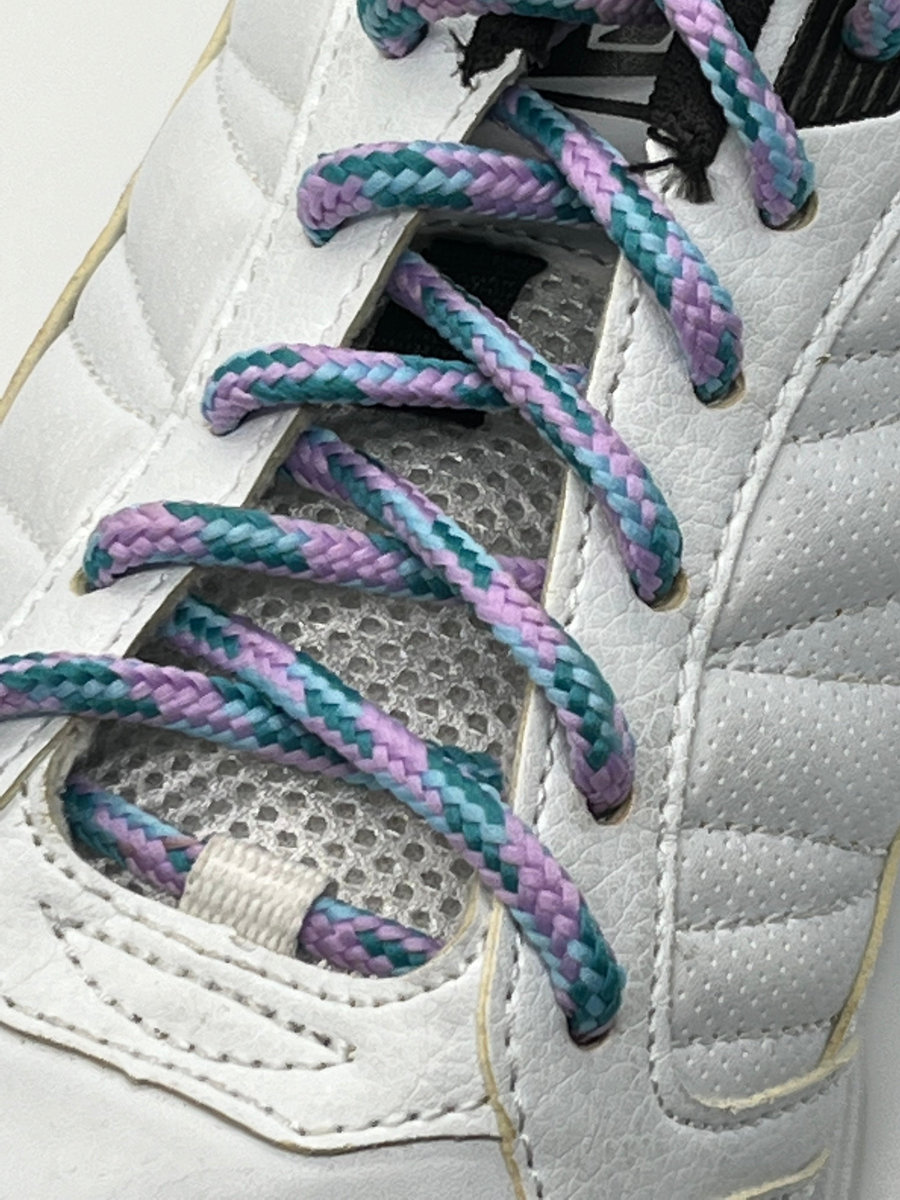 Vibrant Round Multi-Color Shoelaces - Lilac, Light Teal & Light Blue | Durable Cotton Laces for Sneakers, Boots & Casual Shoes | Perfect for Fashion, Sports & Everyday Wear