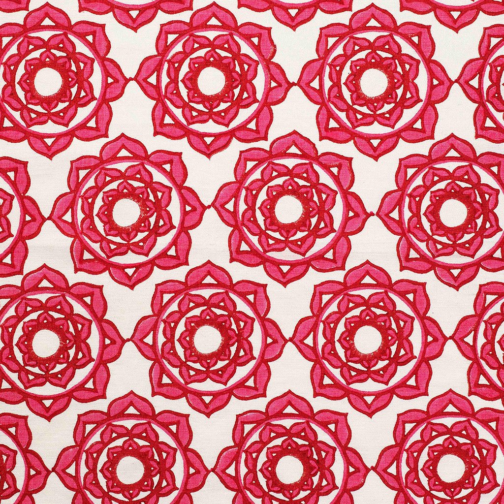Rose Block Printed Fabric - Soft Linen Cotton Blend in Pink | Perfect for DIY Crafts, Home Decor & Fashion Sewing Projects