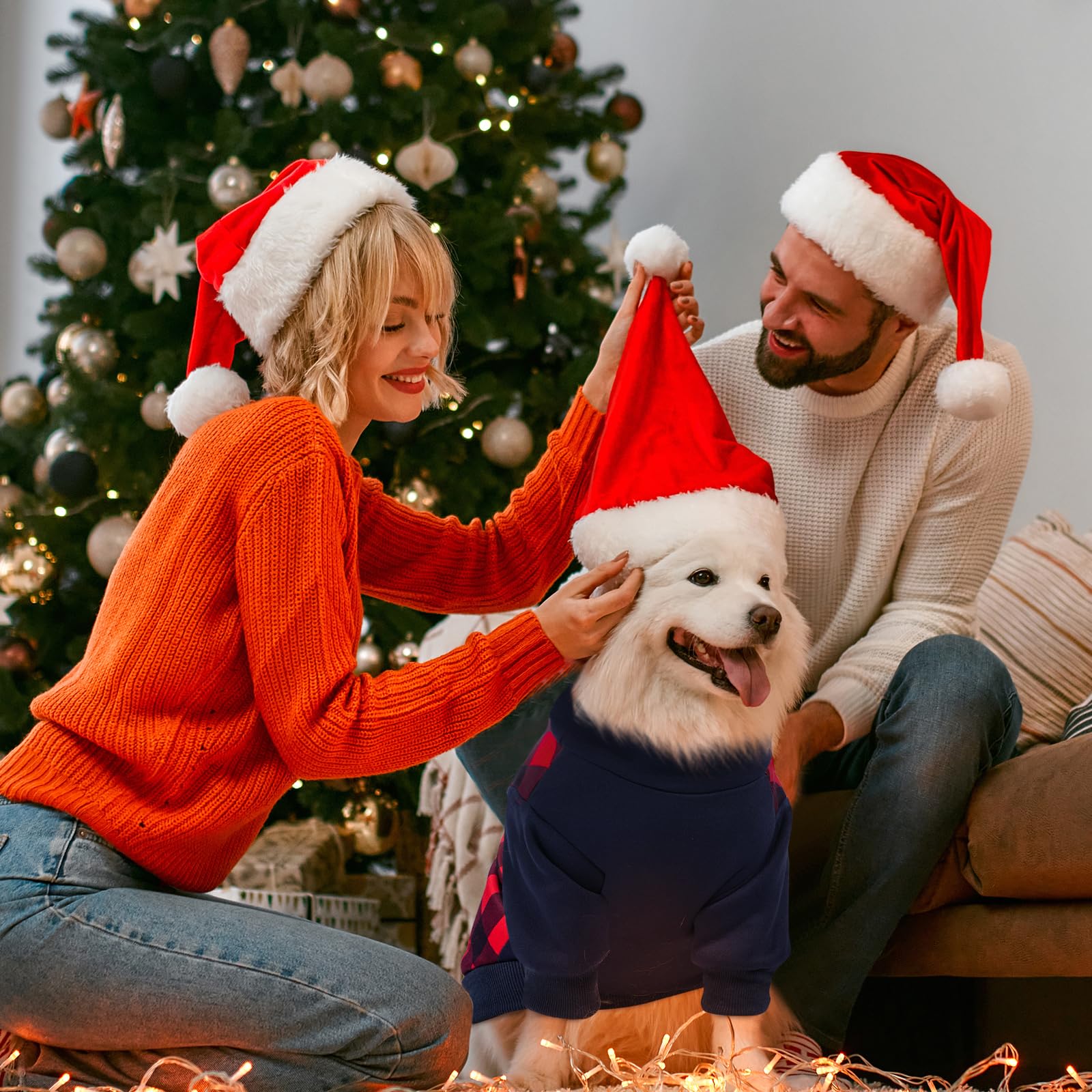 GreenJoy Plaid Dog Christmas Sweater - Cozy Turtleneck Pet Outfit with Leash Hole, Soft & Warm Winter Coat for Small Dogs & Cats (Red/Navy Plaid) - Perfect for Holiday Photos & Christmas Parties