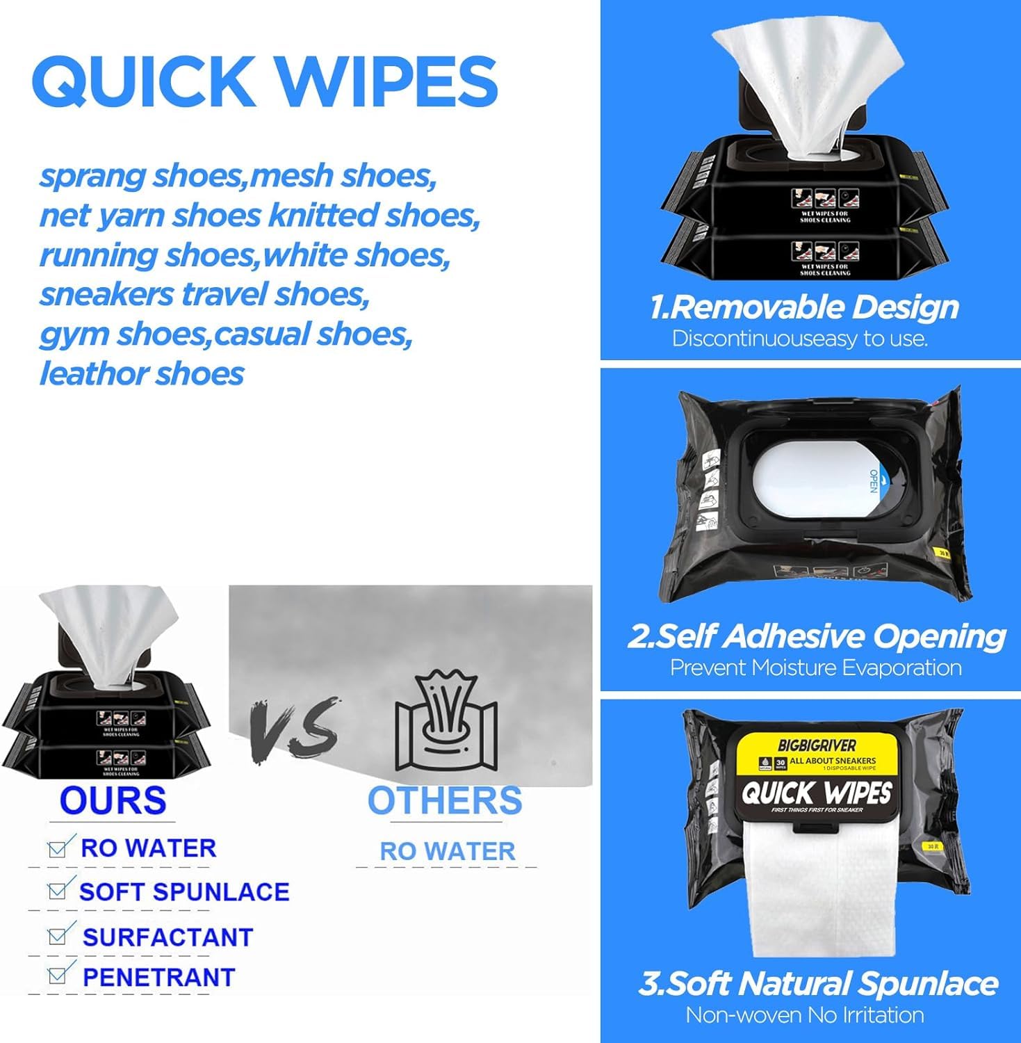 KLIFFOO Shoe Cleaner Wipes for Sneakers - 80 Count Disposable Cleaning Wipes for White Shoes, Sports Shoes & All Footwear | Quickly Remove Dirt & Stains | Perfect for Gym, Travel & Everyday Shoe Care