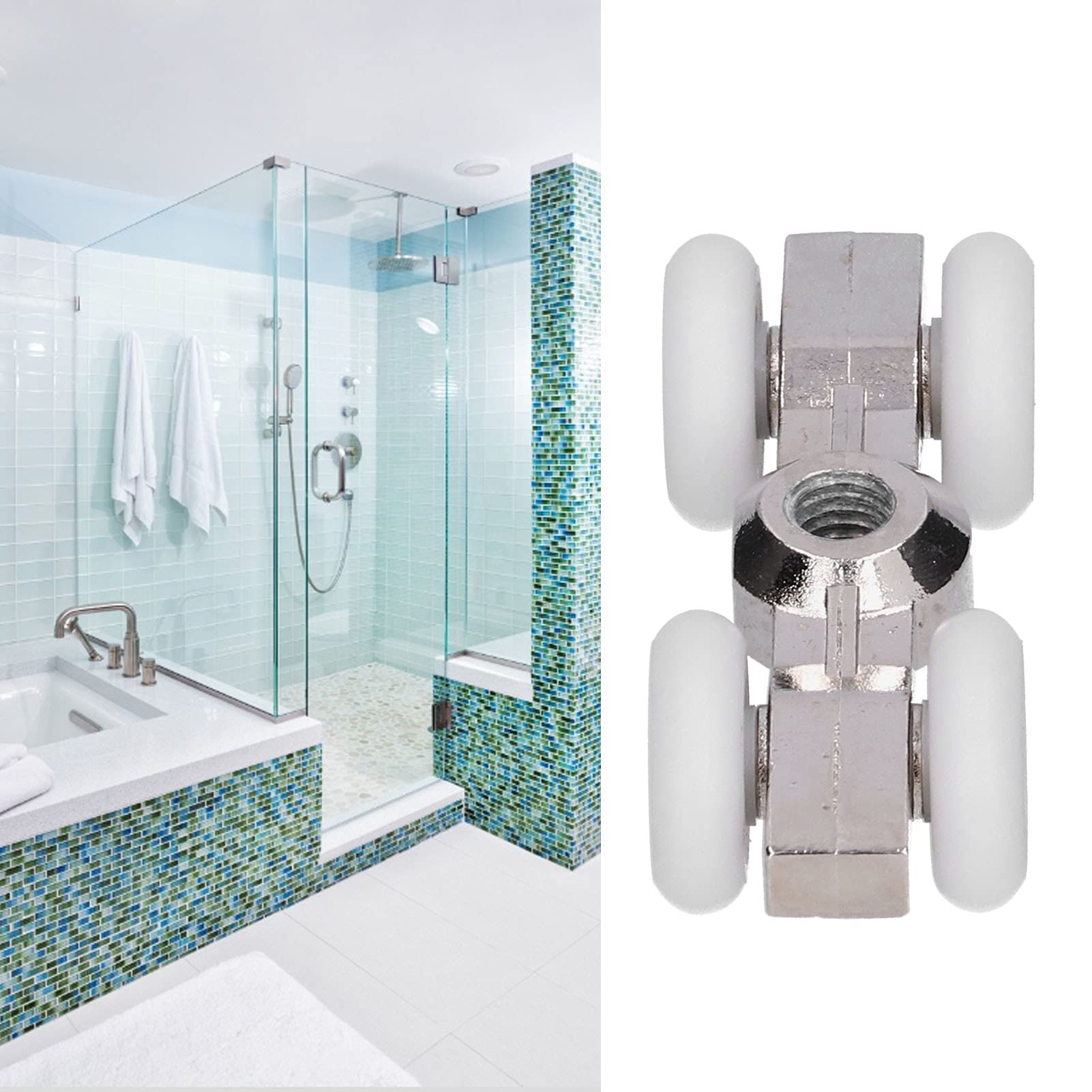 Premium Shower Door Rollers Replacement - 2.7x1.0in Sliding Glass Door Pulley Wheels for Bathroom Suspension System - Durable Shower Door Accessories for Smooth & Quiet Operation - Perfect for Home Renovation & Bathroom Upgrades