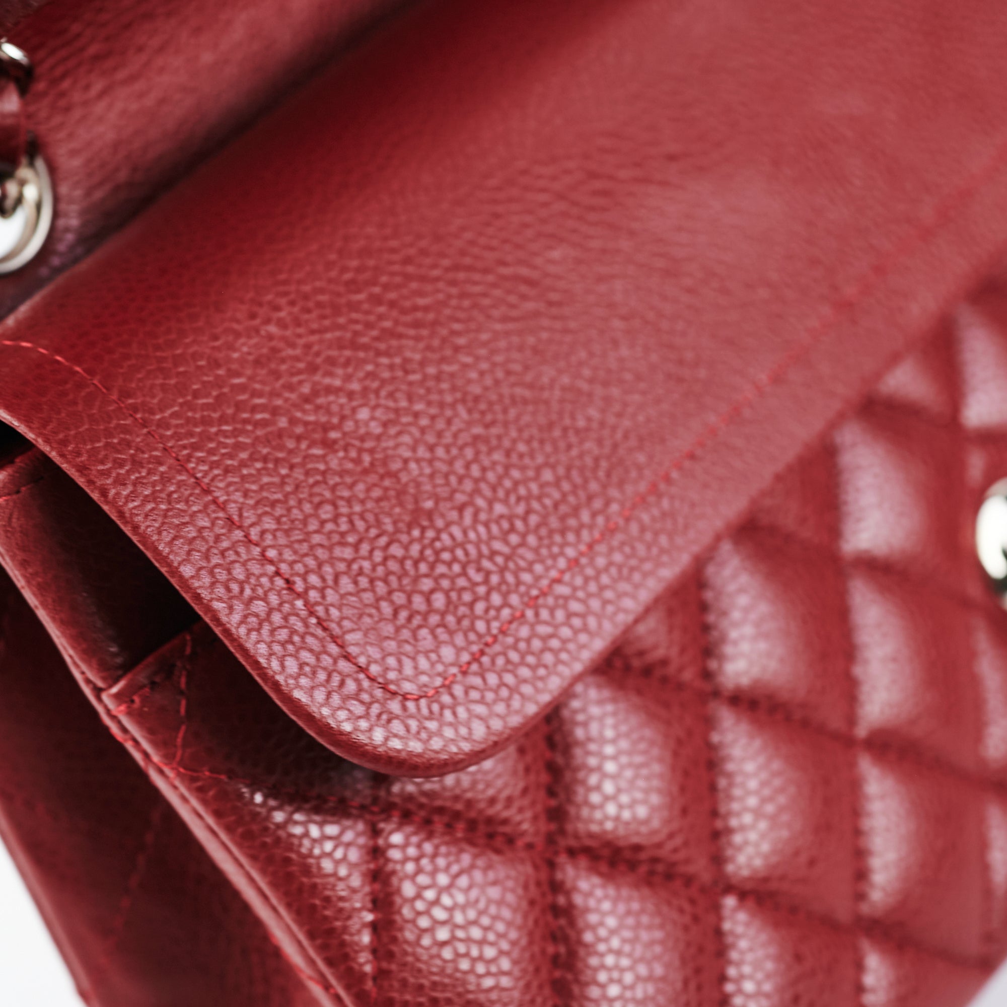 Chanel Medium/Large Caviar Double Classic Flap Bag in Red | Luxury Designer Handbag for Women | Perfect for Parties, Date Nights & Special Occasions