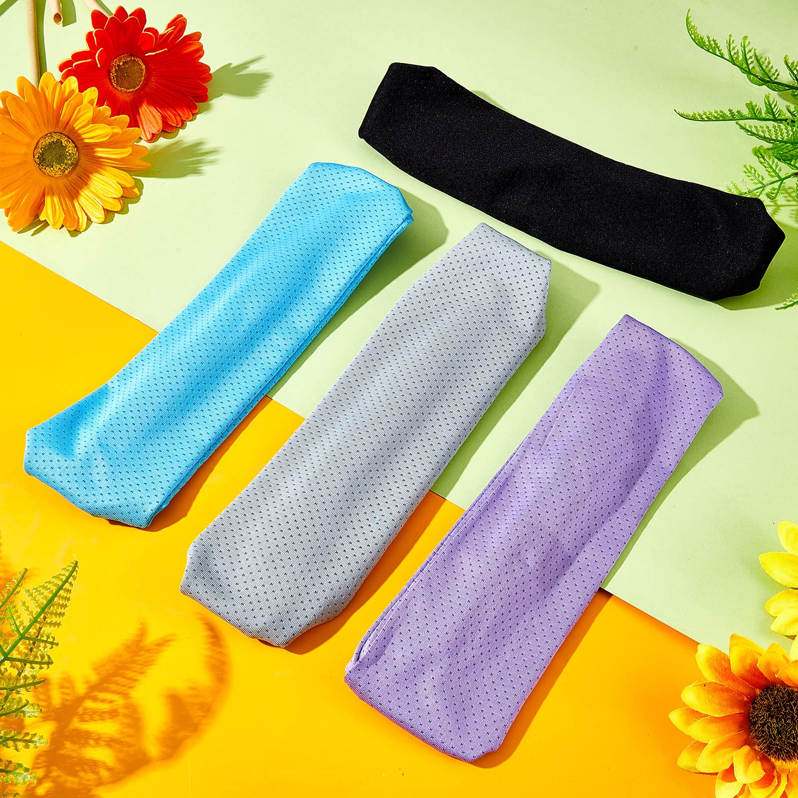 Yunlly 4 Pack Adjustable Sports Headbands for Women - Non-Slip Workout Sweatbands, Breathable Mesh Hair Bands for Running, Yoga, Soccer & Exercise - Perfect for Gym, Fitness & Active Lifestyle